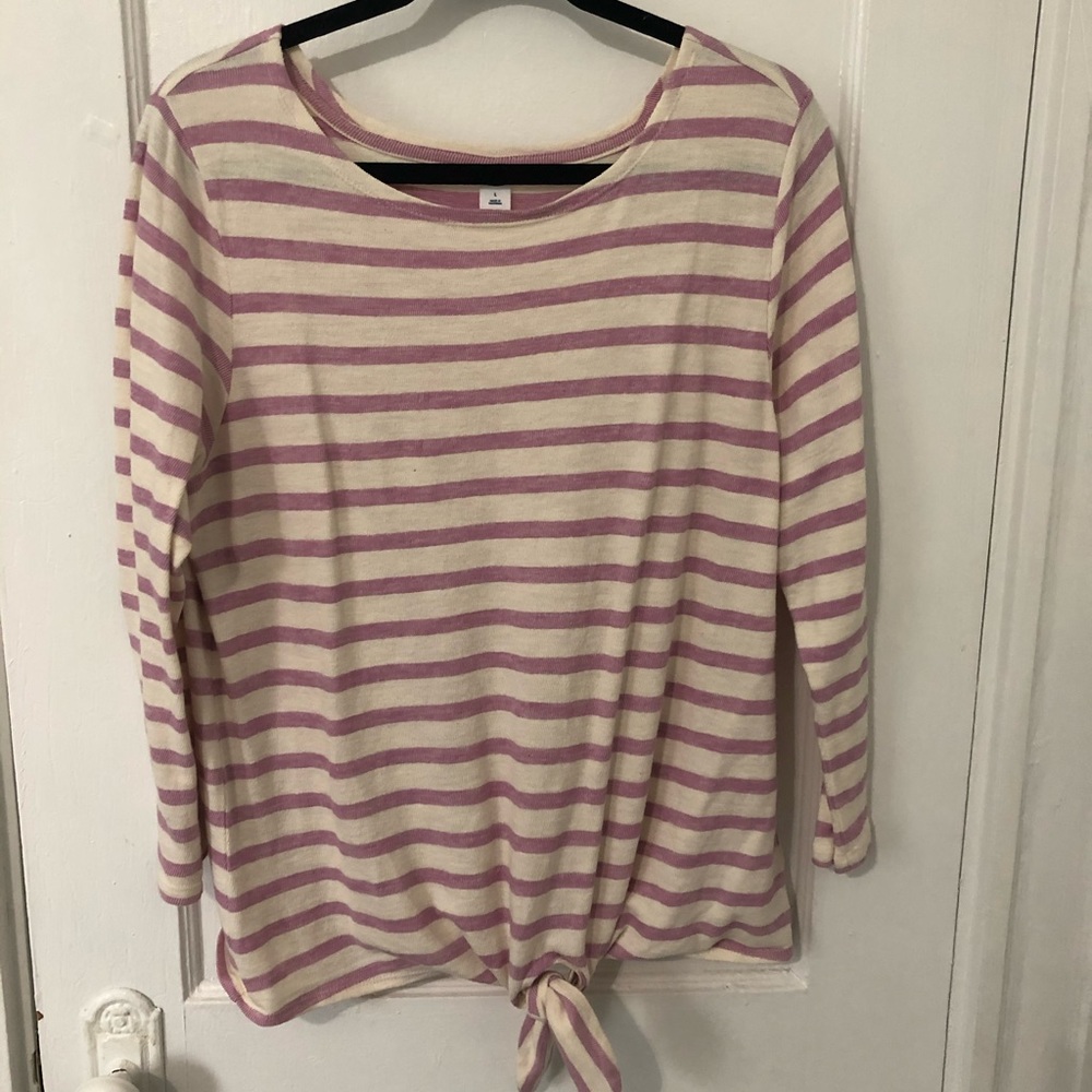Striped front tie shirt